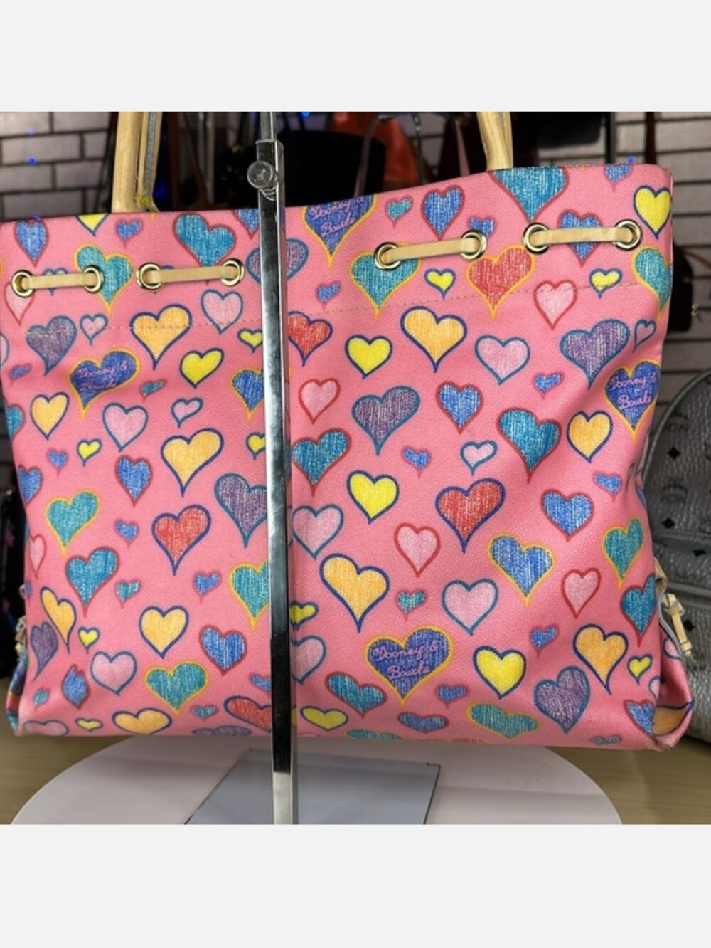 Dooney & Bourke Pink Heart-Print Tote - Picture 8 of 14